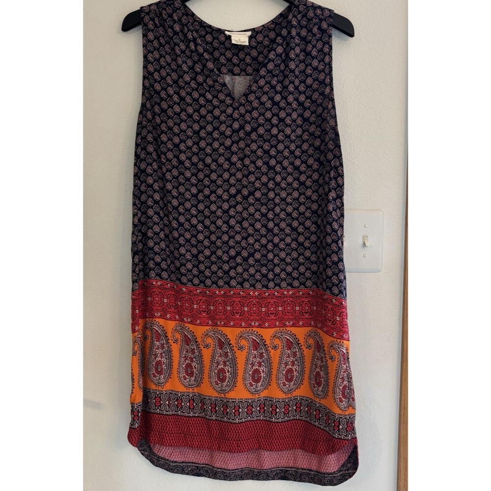 Anthropologie Shift Dress Womens Large Multicolor Boho Floral Abstract Casual